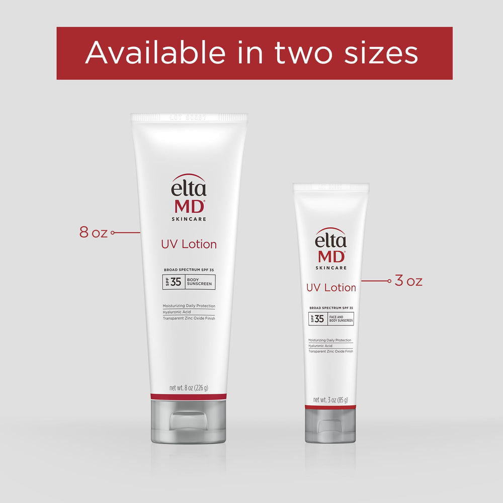 EltaMD UV Lotion with zinc oxide emphasizing mineral protection and a non-greasy feel.