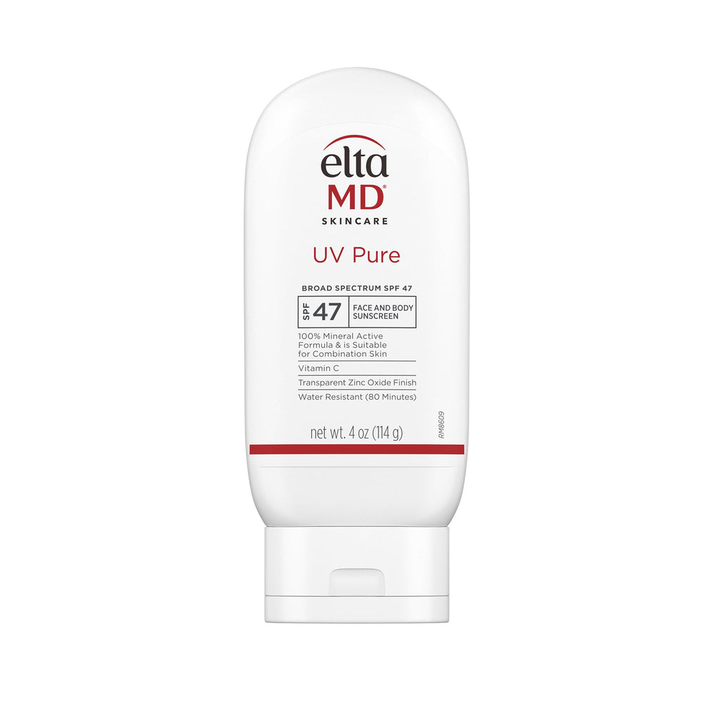 EltaMD UV Pure sunscreen bottle with mineral formula for face and body, suitable for kids and adults.