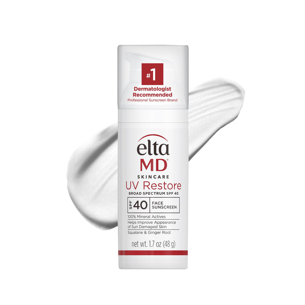 EltaMD UV Restore bottle showing SPF 40 mineral protection.