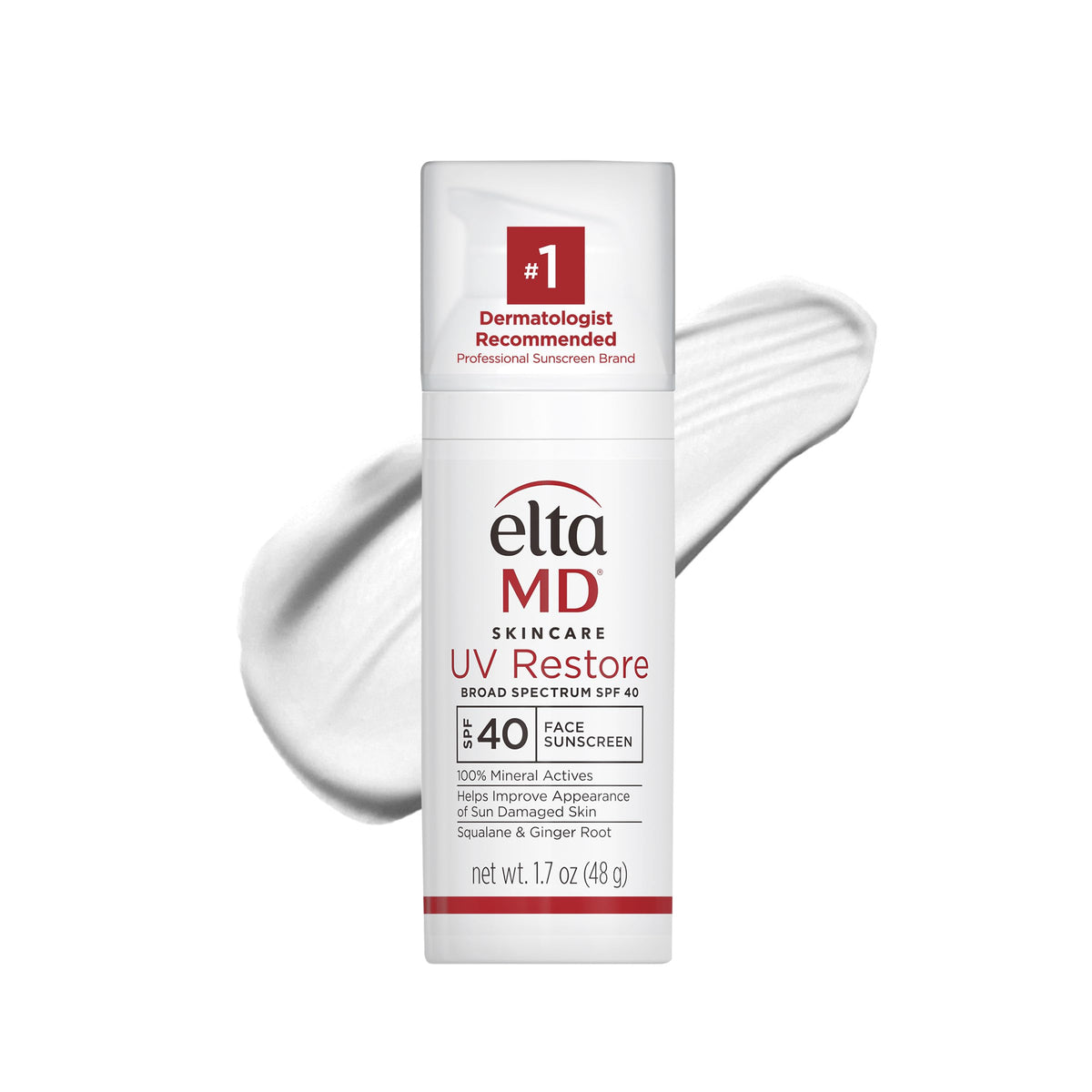 EltaMD UV Restore bottle showing SPF 40 mineral protection.
