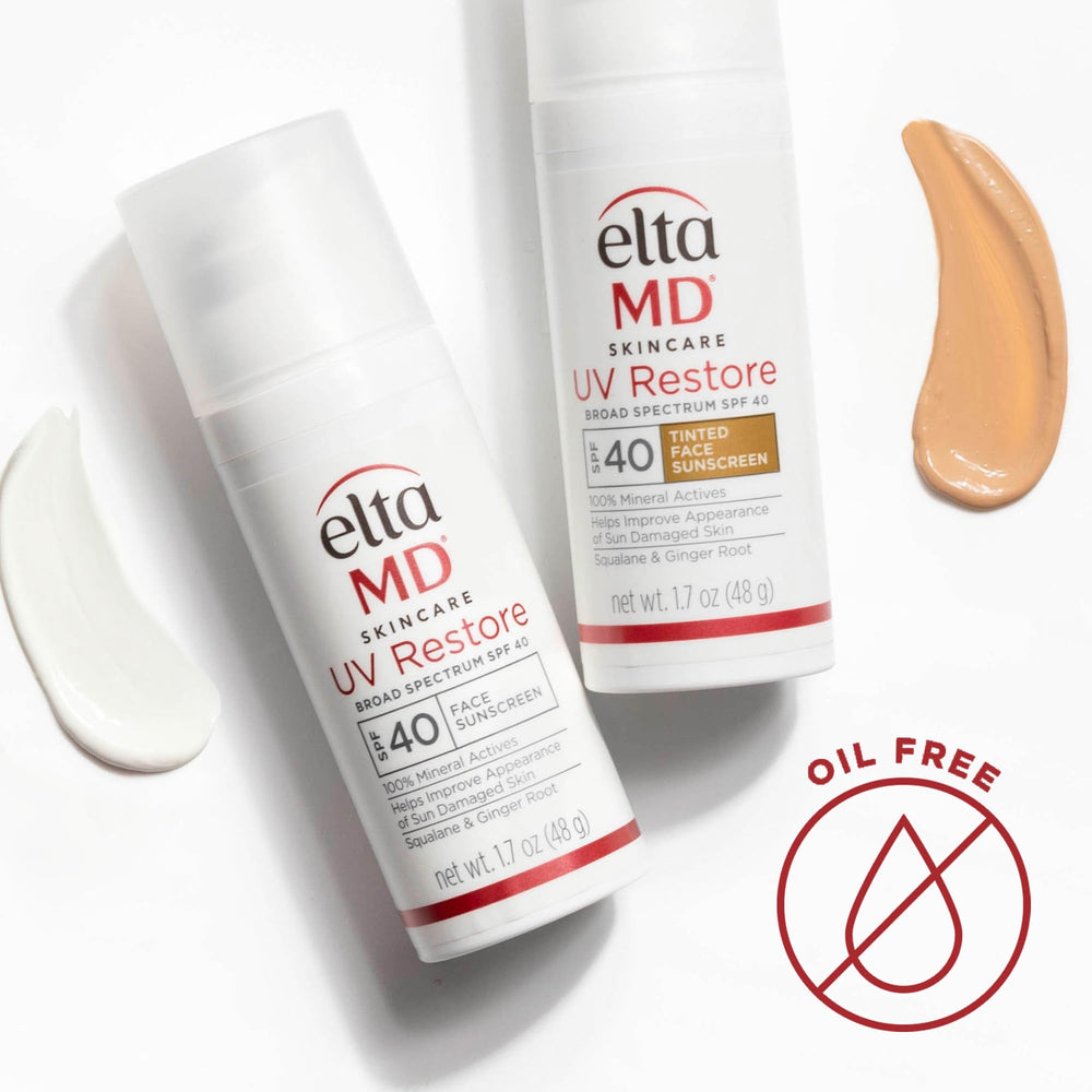 EltaMD UV Restore tinted formula adapts to light tones for natural finish.