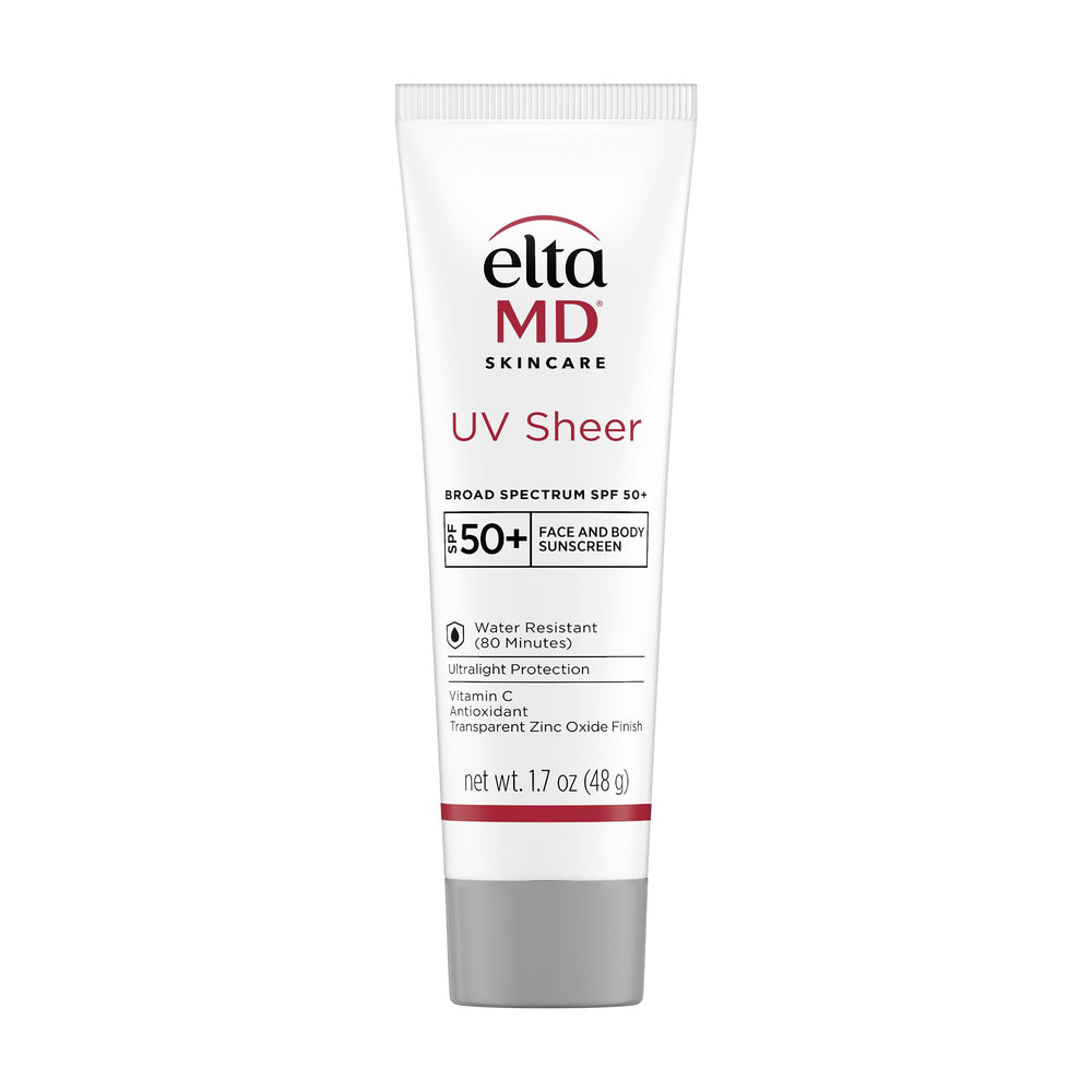 EltaMD UV Sheer SPF 50+ face sunscreen with no white cast for a natural look.