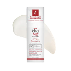 EltaMD UV Skin Recovery SPF 50 bottle demonstrates gentle, mineral protection for sensitive skin