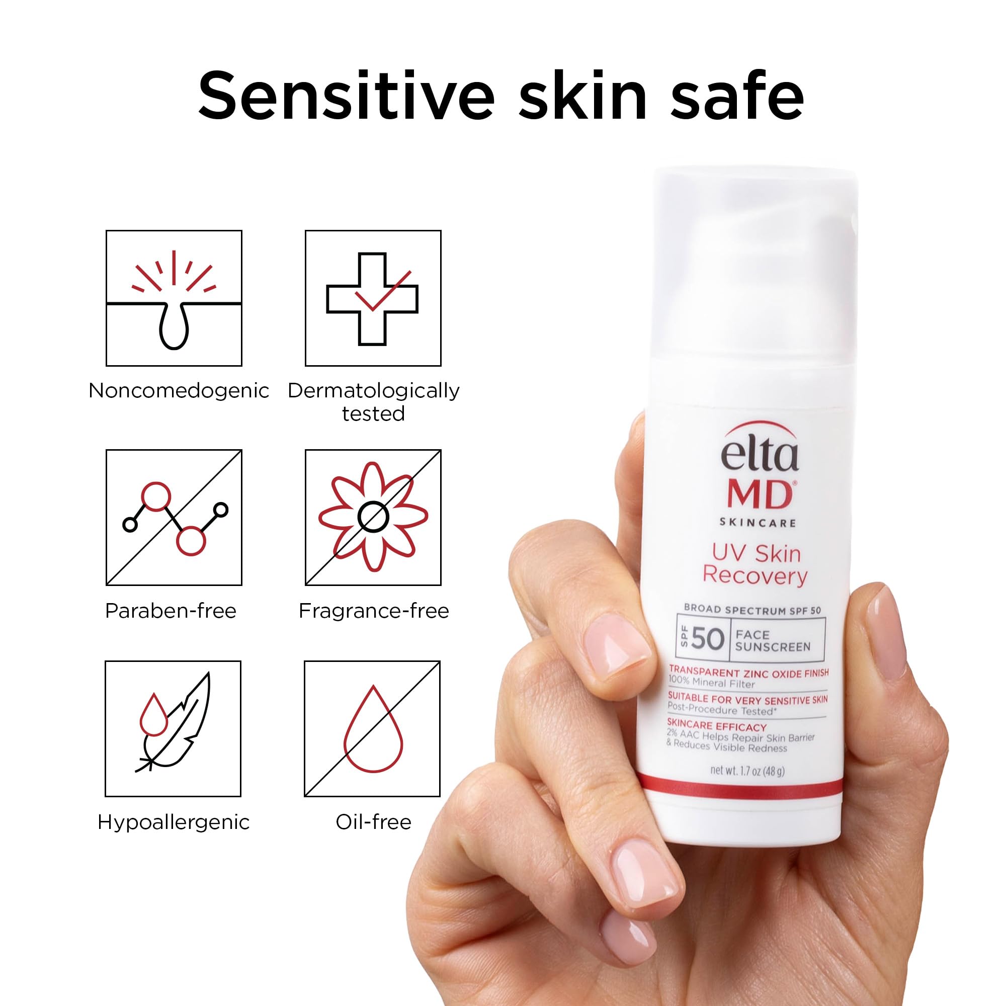 EltaMD UV Skin Recovery SPF 50 product shot communicates broad-spectrum mineral protection