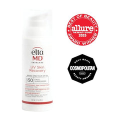 EltaMD UV Skin Recovery SPF 50 cap closeup highlights zinc oxide formula suitable for sensitive skin