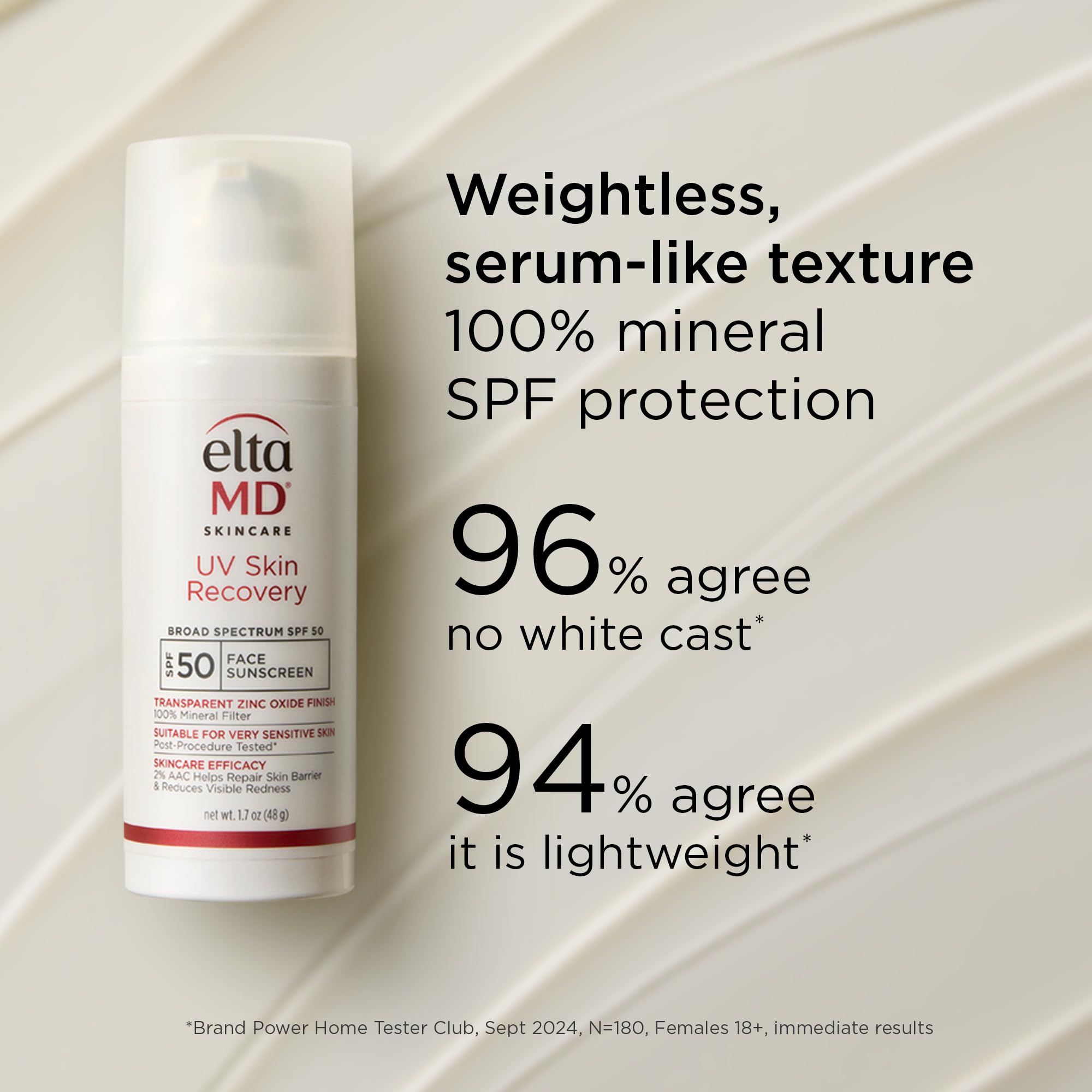 EltaMD UV Skin Recovery SPF 50 bottle with sensitive-skin label signals safety and suitability