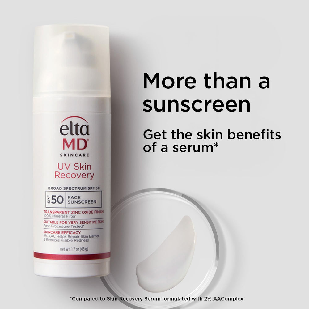 EltaMD UV Skin Recovery SPF 50 texture finish reveals light, non-greasy feel on skin