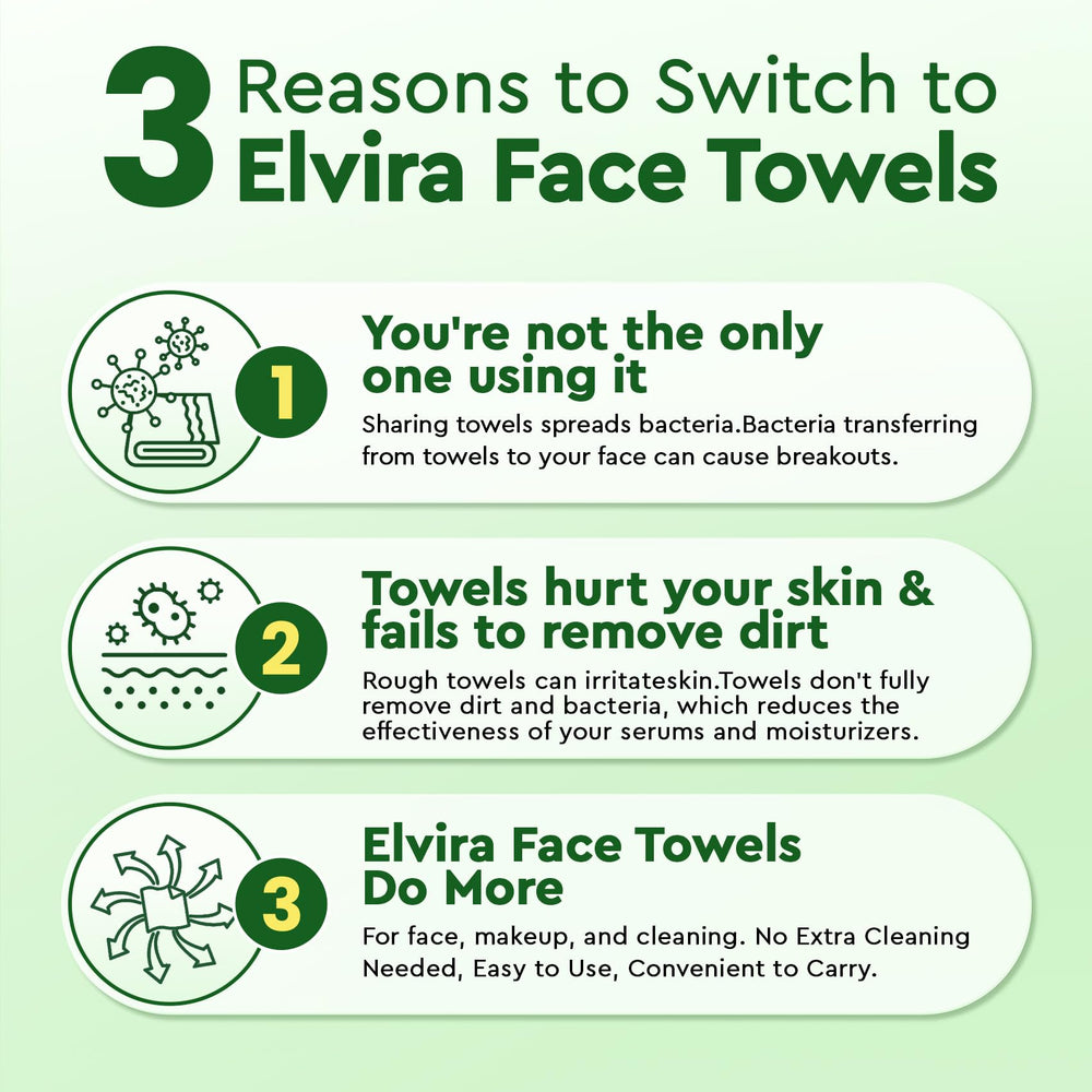 Elvira soft, absorbent disposable towels ideal for makeup removal.
