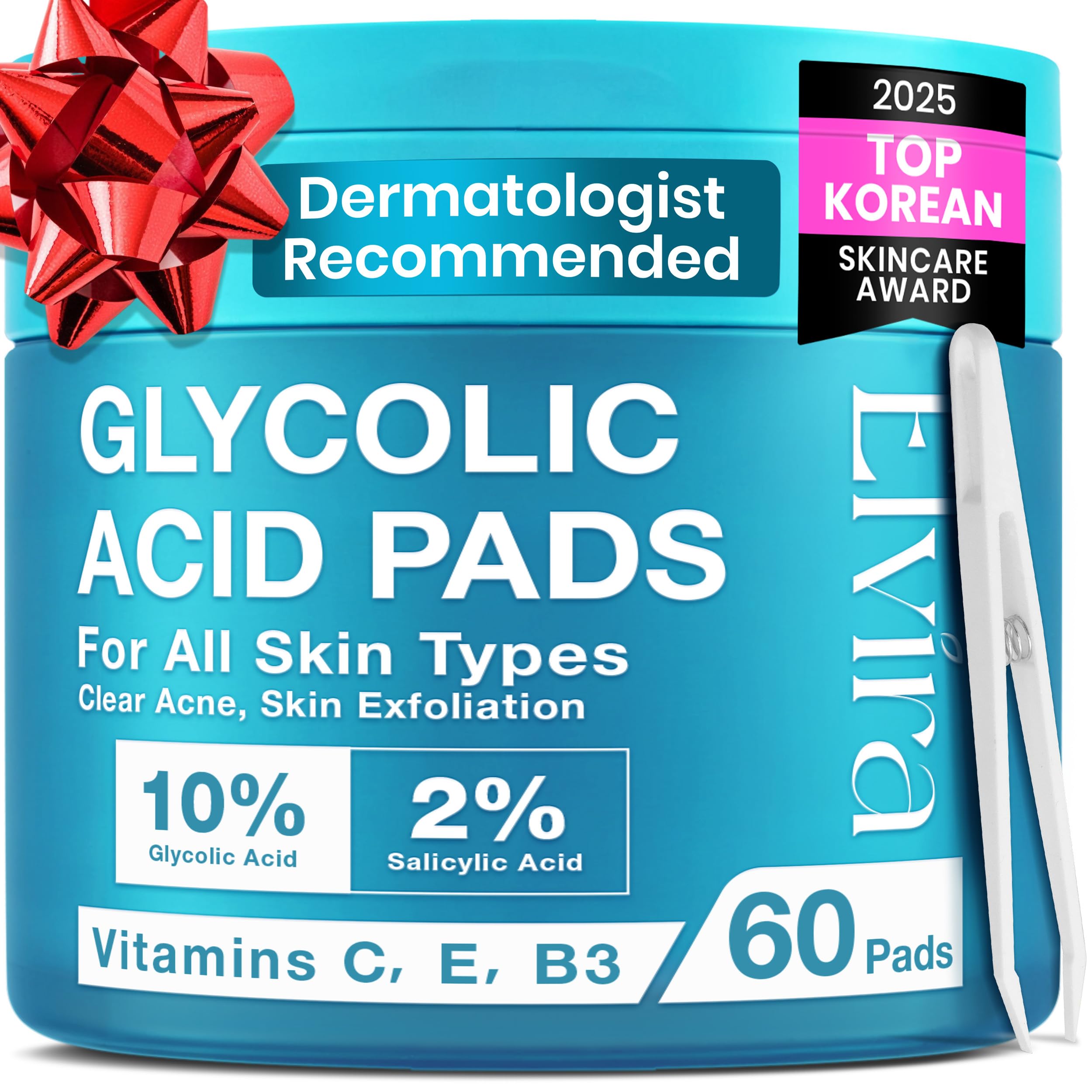 Elvira Glycolic Pads packaging close-up showing branding and ingredients