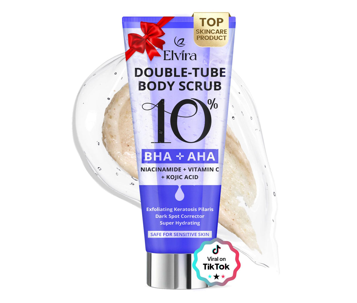 Elvira KP Bump Eraser dual-tube design shown for exfoliation and hydration benefits