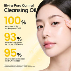 Elvira Pure Cleansing Oil bottle back highlights ingredients for nourishing cleansing