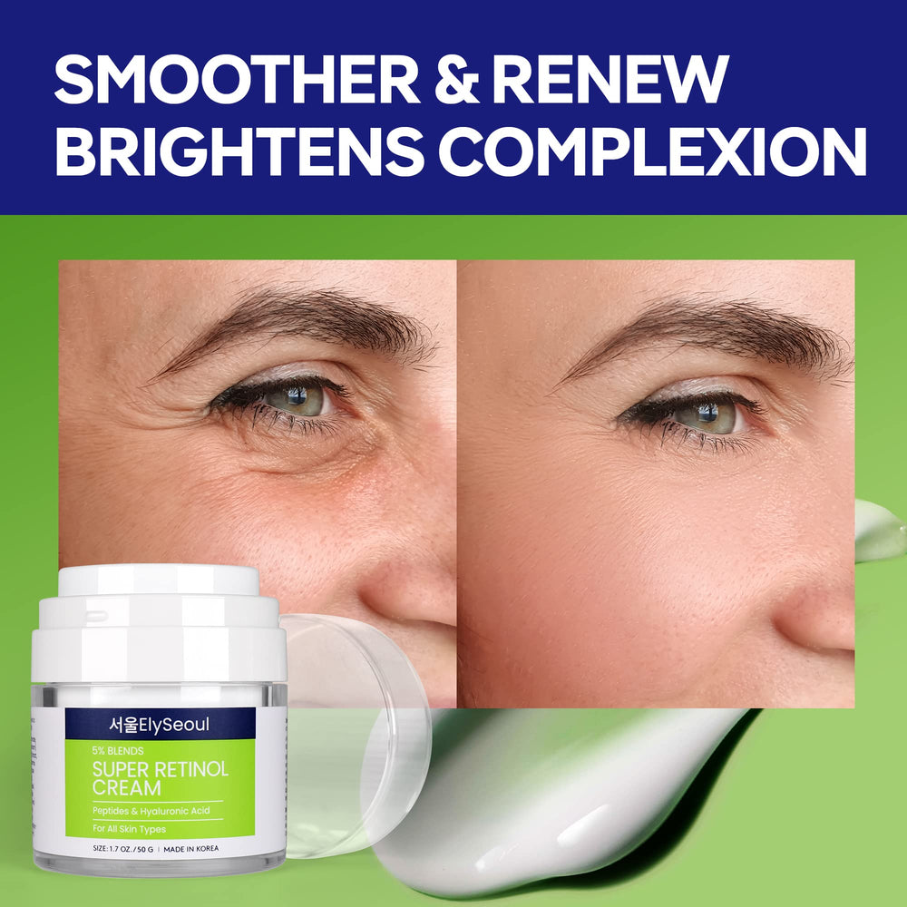 Application scene illustrates quick absorption of ElySeoul retinol cream into skin.