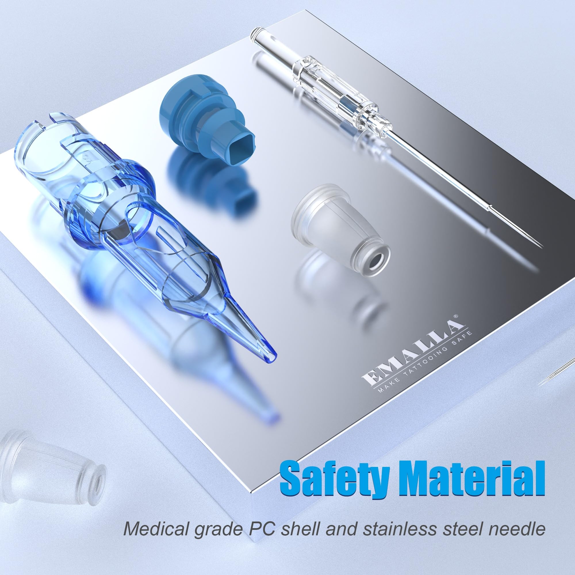 Square cartridge system provides stable lining guidance during tattoo sessions.
