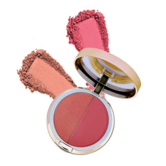 Close-up of Emani Malibu compact showing buildable color for cheeks
