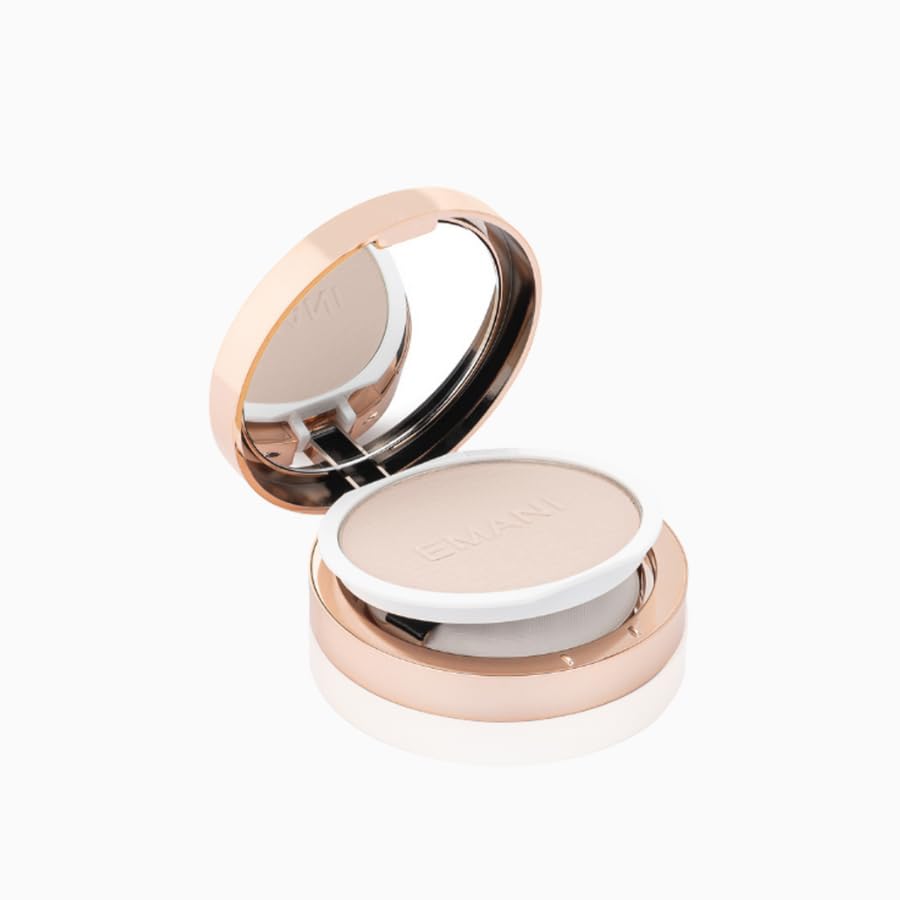 Emani Flawless Matte Powder mineral formula closeup highlights gentle texture.