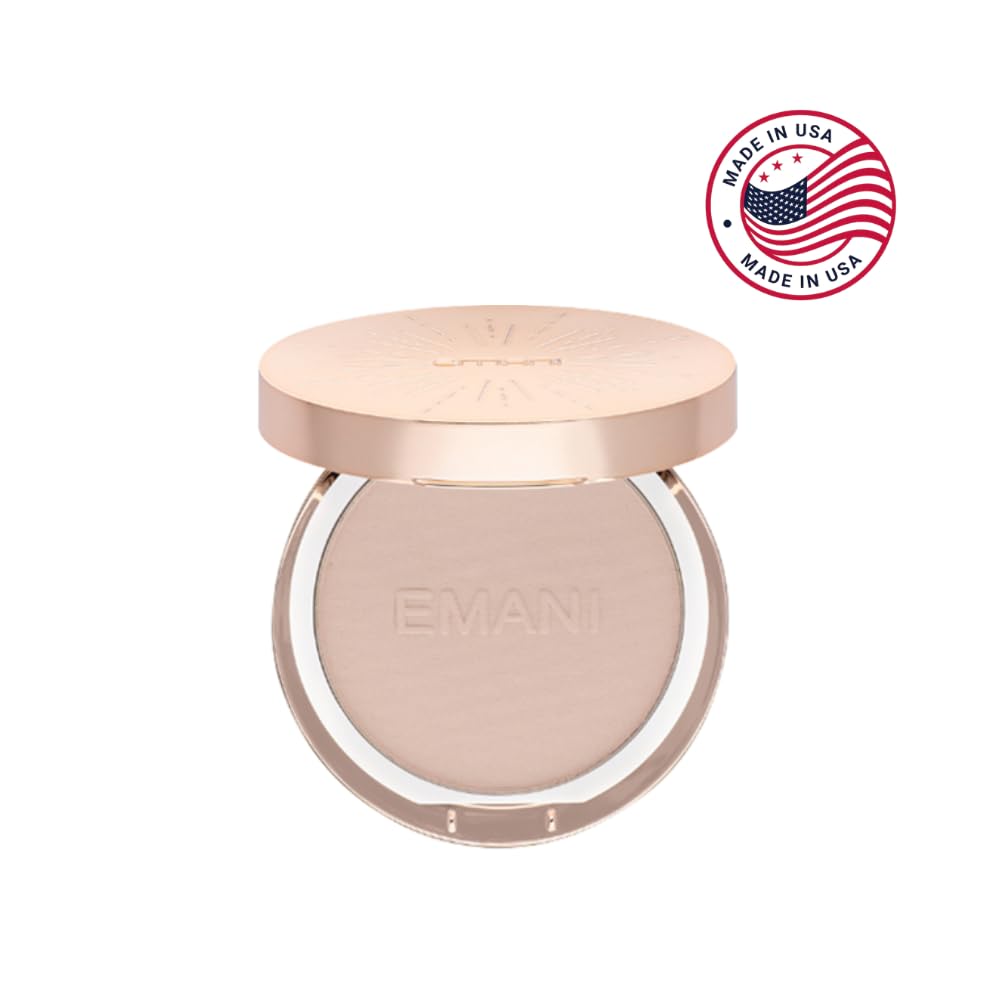 Emani Flawless Matte Powder shade Natural Sand on skin for tone match.