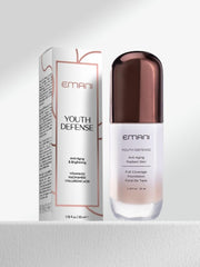 Emani Youth Defense Foundation cream texture close-up shows smooth, blendable coverage.