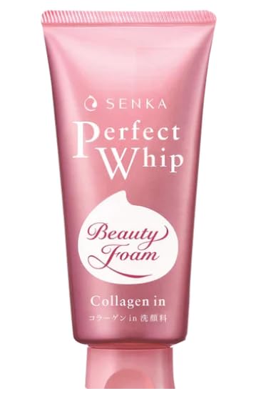 EMBEAUTY SENKA Perfect Whip Collagen bottle shows gentle daily cleansing benefits for skin