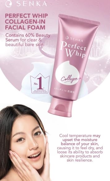 EMBEAUTY SENKA Perfect Whip Collagen foam-lather demonstrates moisture retention