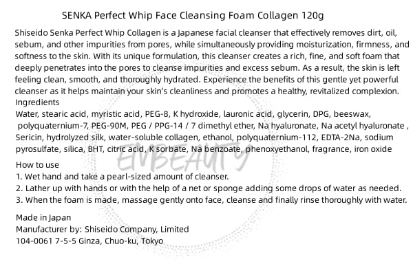 EMBEAUTY SENKA Perfect Whip Collagen rinse reveals refreshing finish