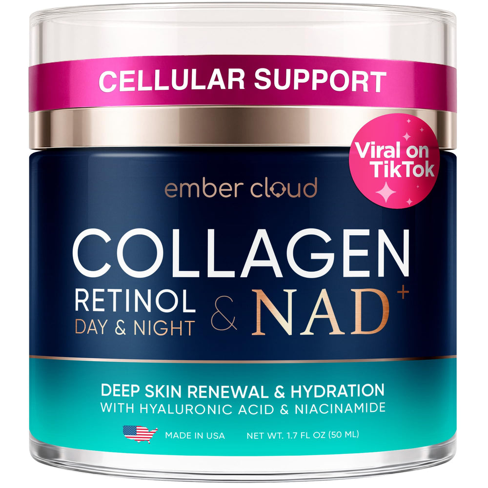 Ember Cloud Collagen NAD+ Cream bottle pump for easy daily application.