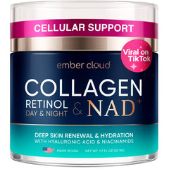 Ember Cloud Collagen NAD+ Cream bottle pump for easy daily application.