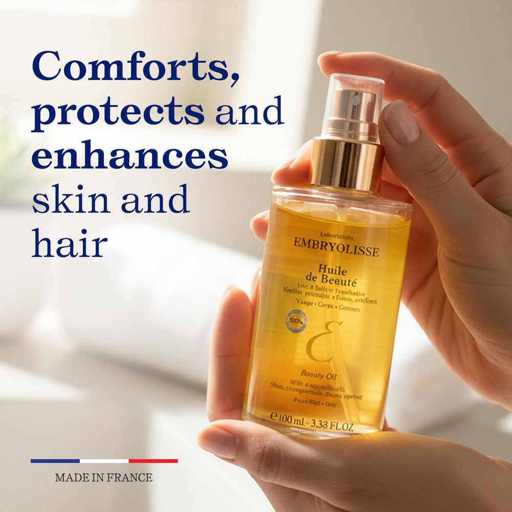 Embryolisse Beauty Oil for hair, adds shine and manageability.