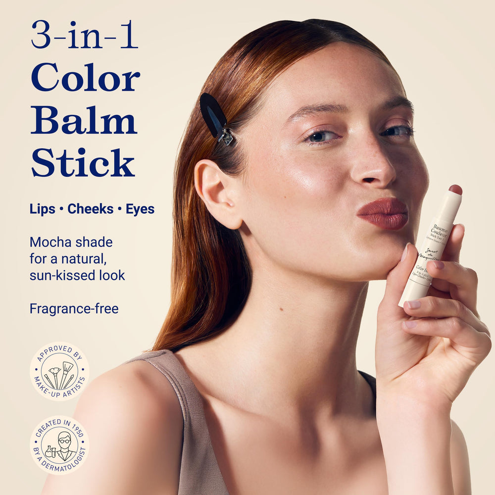 Embryolisse Color Balm Mocha on cheeks for natural flush