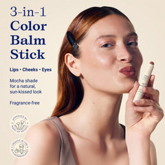 Embryolisse Color Balm Mocha on cheeks for natural flush
