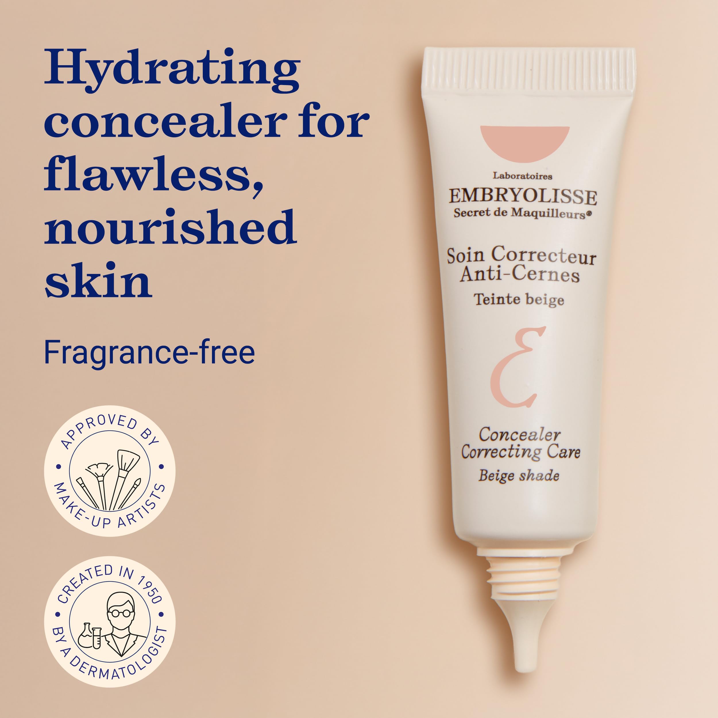 Embryolisse Concealer applied under the eye with a smoothing touch for fatigue relief.