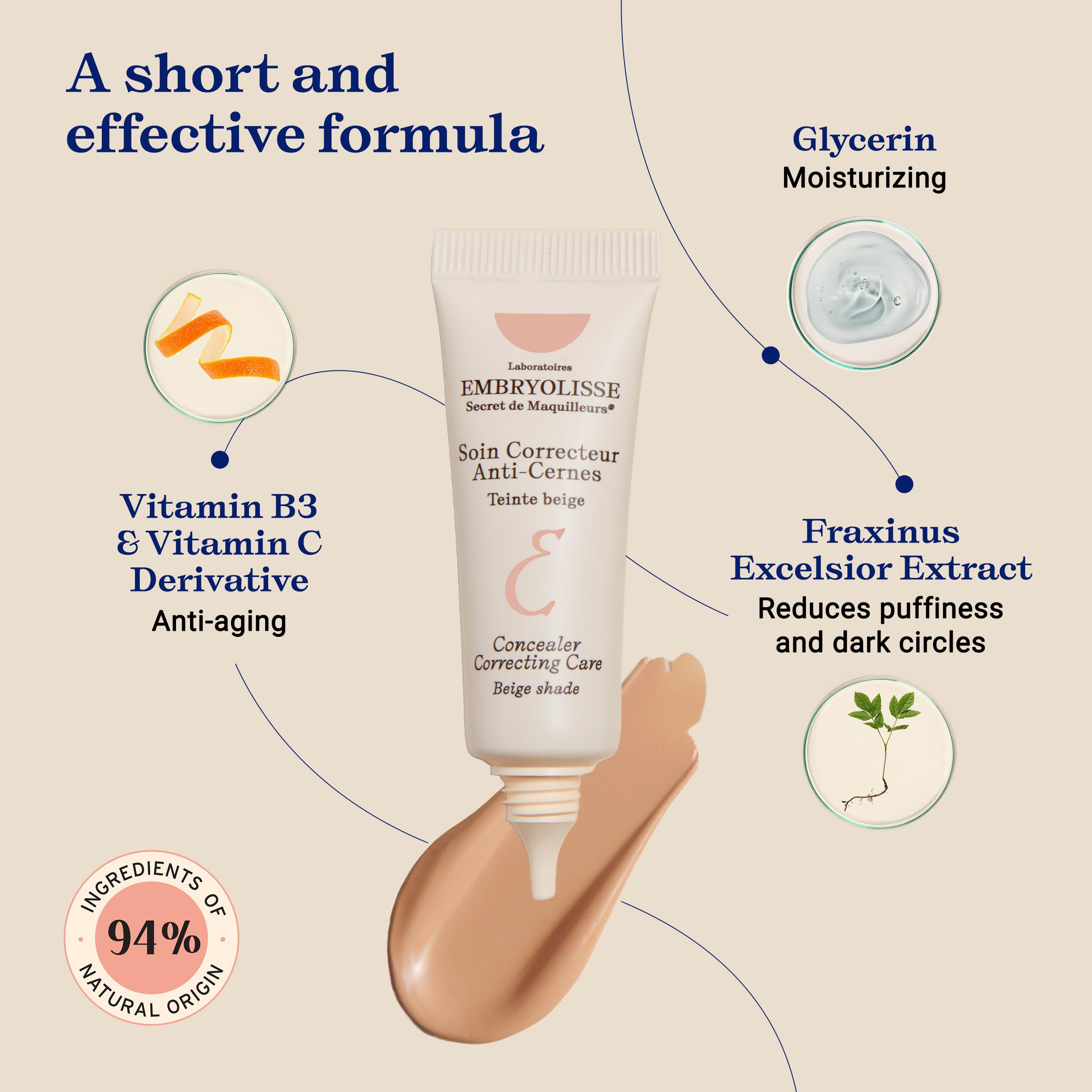 Embryolisse Concealer vegan and fragrance-free, suitable for sensitive skin.