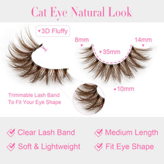 EMEDA cat-eye 14mm lashes provide fluffy volume for enhanced eyes.