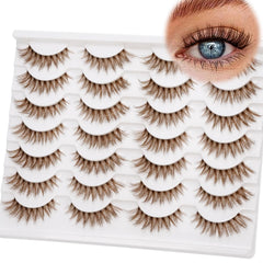 EMEDA brown lashes 14mm natural look with clear band for everyday elegance.
