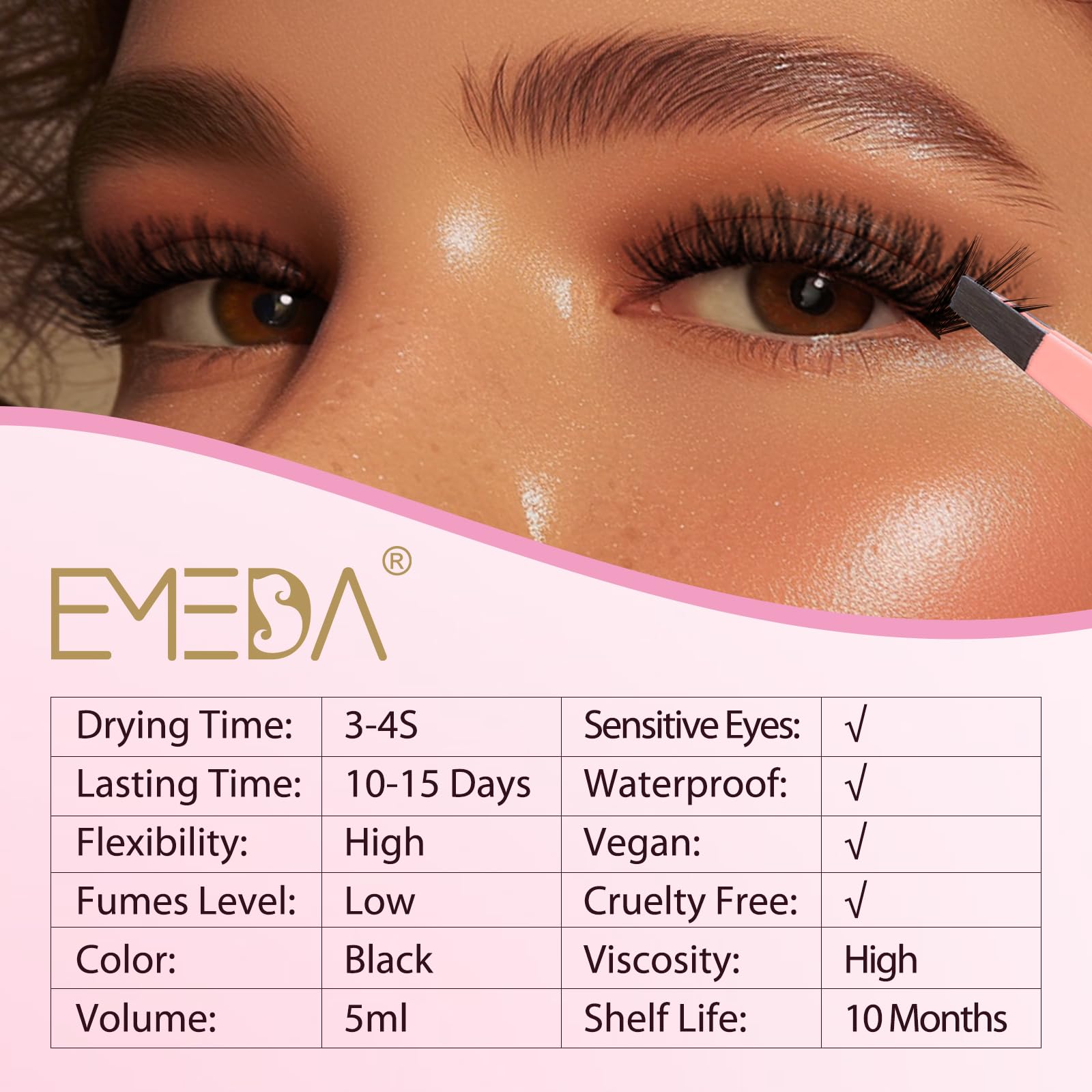EMEDA Extension application close-up shows easy shaping after drying with minimal residue.
