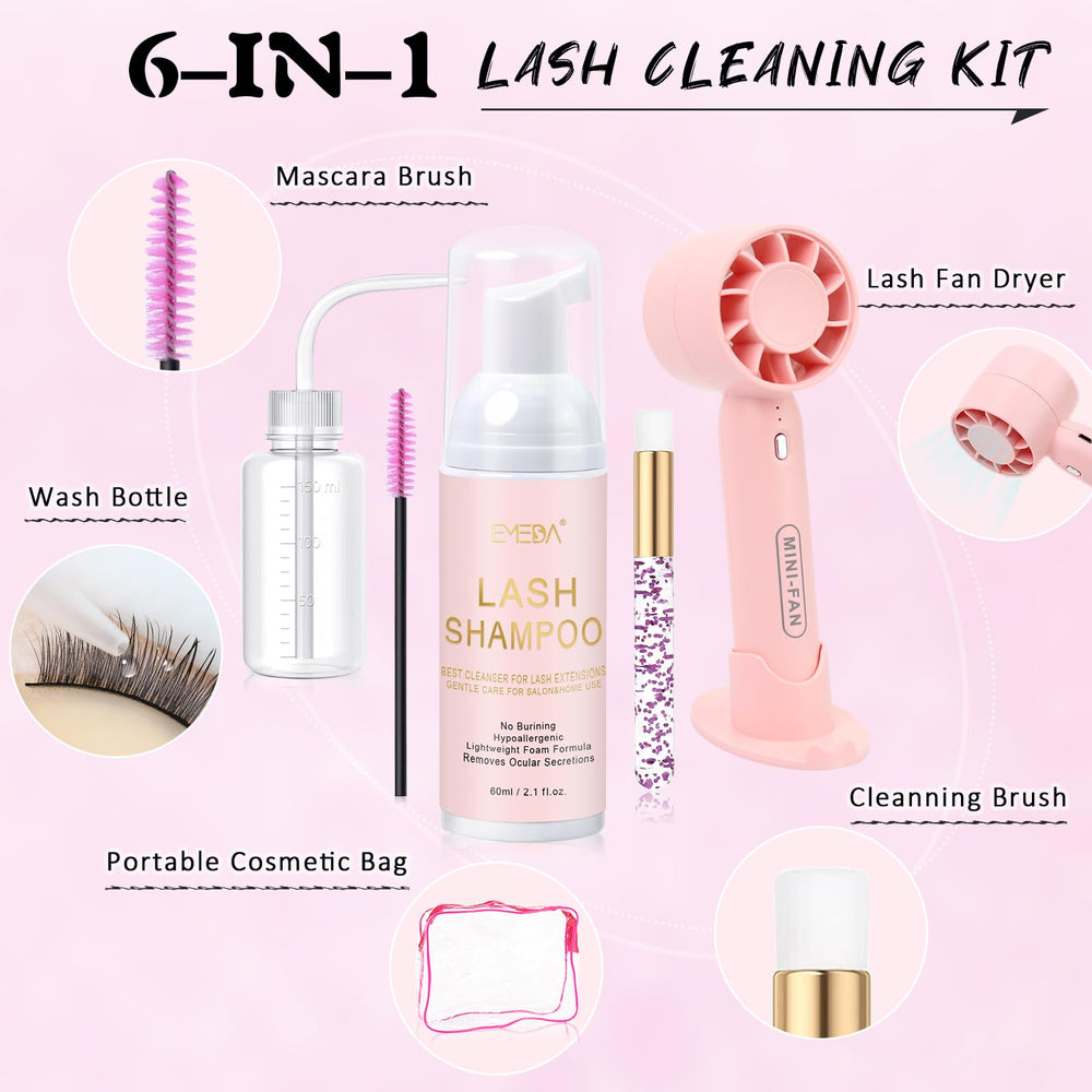 EMEDA lash cleaning kit rose-scent lash shampoo for gentle cleansing