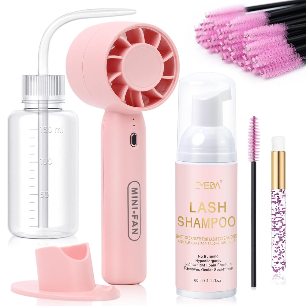 EMEDA lash cleaning kit USB mini fan for quick, even lash drying