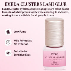 EMEDA Lash Cluster Glue 2-3s drying action enables quick, precise lash placement.