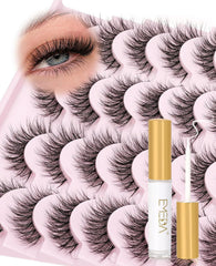 EMEDA lash kit 14mm wispy cat-eye lashes for natural subtle look