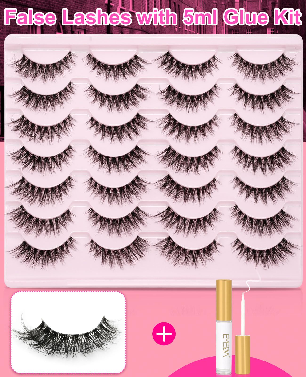 EMEDA lash kit with glue for secure easy application