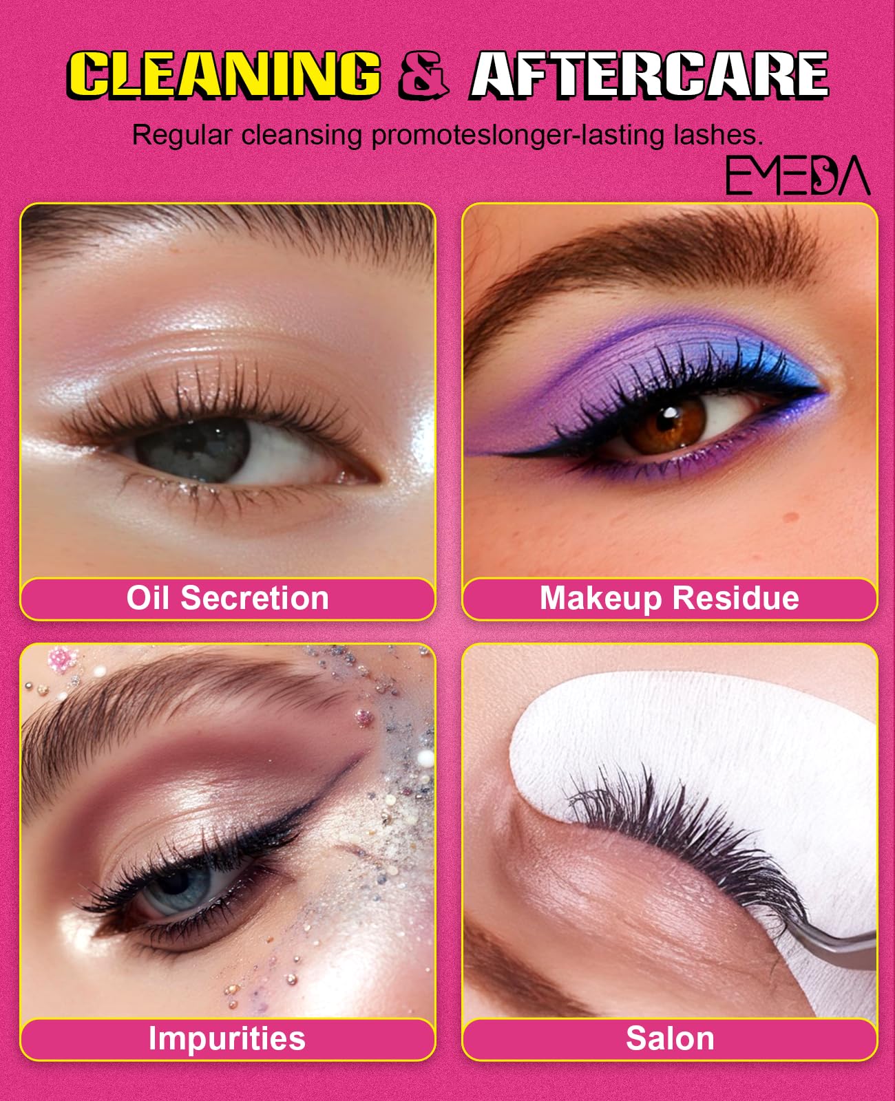 EMEDA pro tips for foam application to optimize lash cleansing