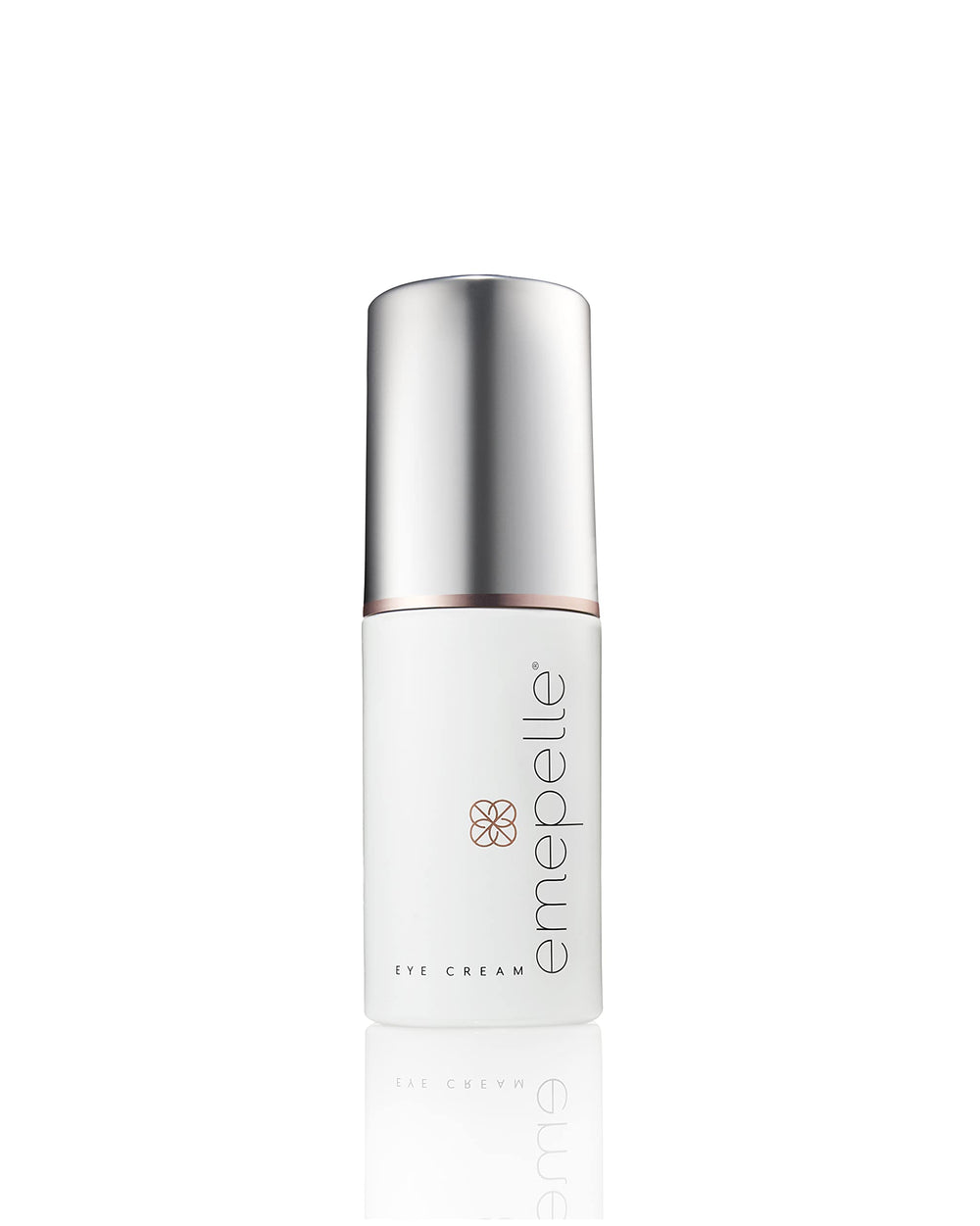 Emepelle Eye Cream jar close-up showing creamy texture for brightening around the eyes.