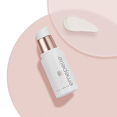 Creamy Emepelle Eye Cream texture shown on skin for hydration.