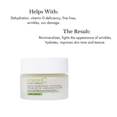 emergin C Earth Hydrating Phytelene Cream jar texture reveals rich moisturizer for daily use.