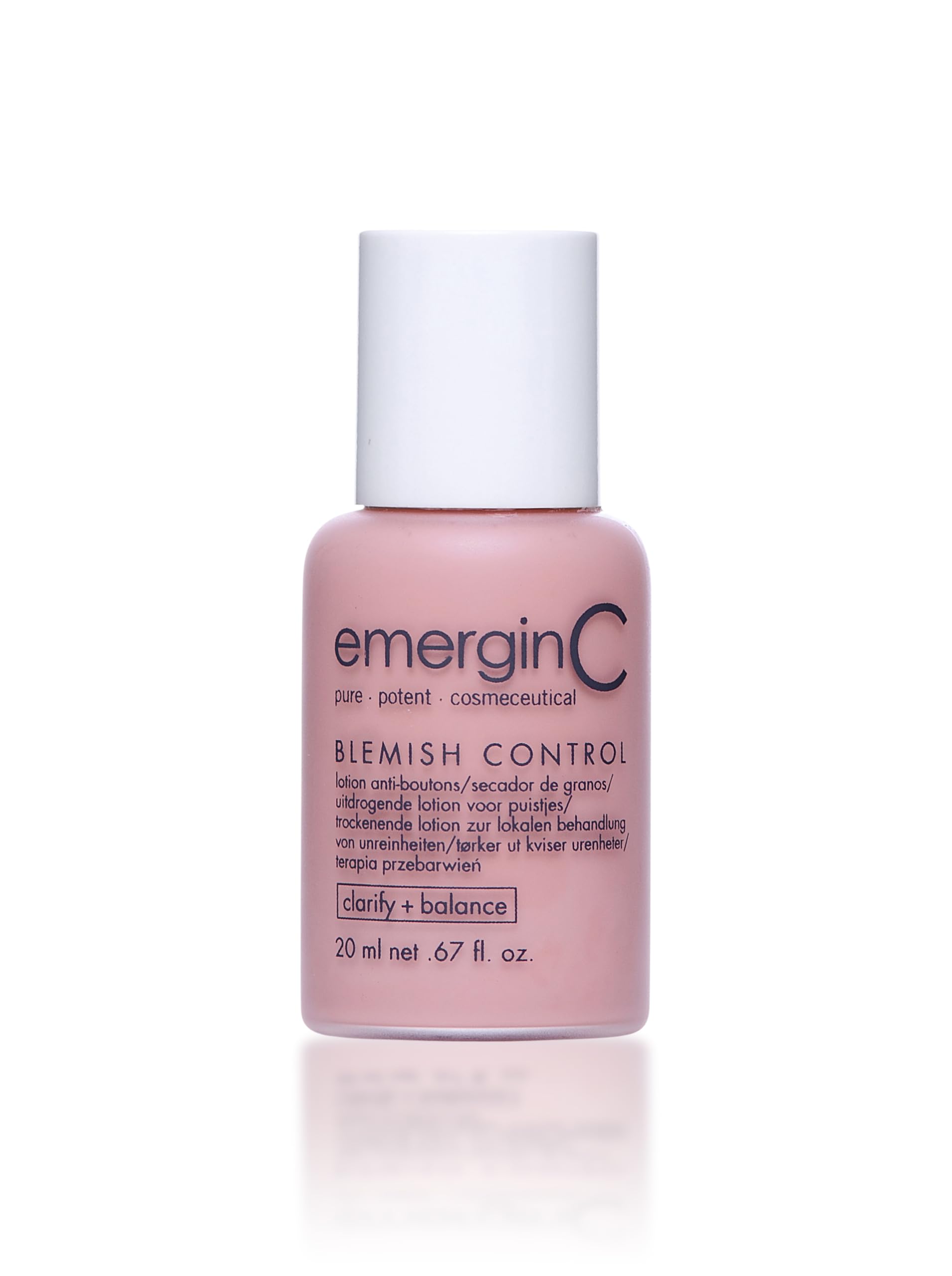 emerginC Blemish Control bottle targets blemishes with tinted drying formula.