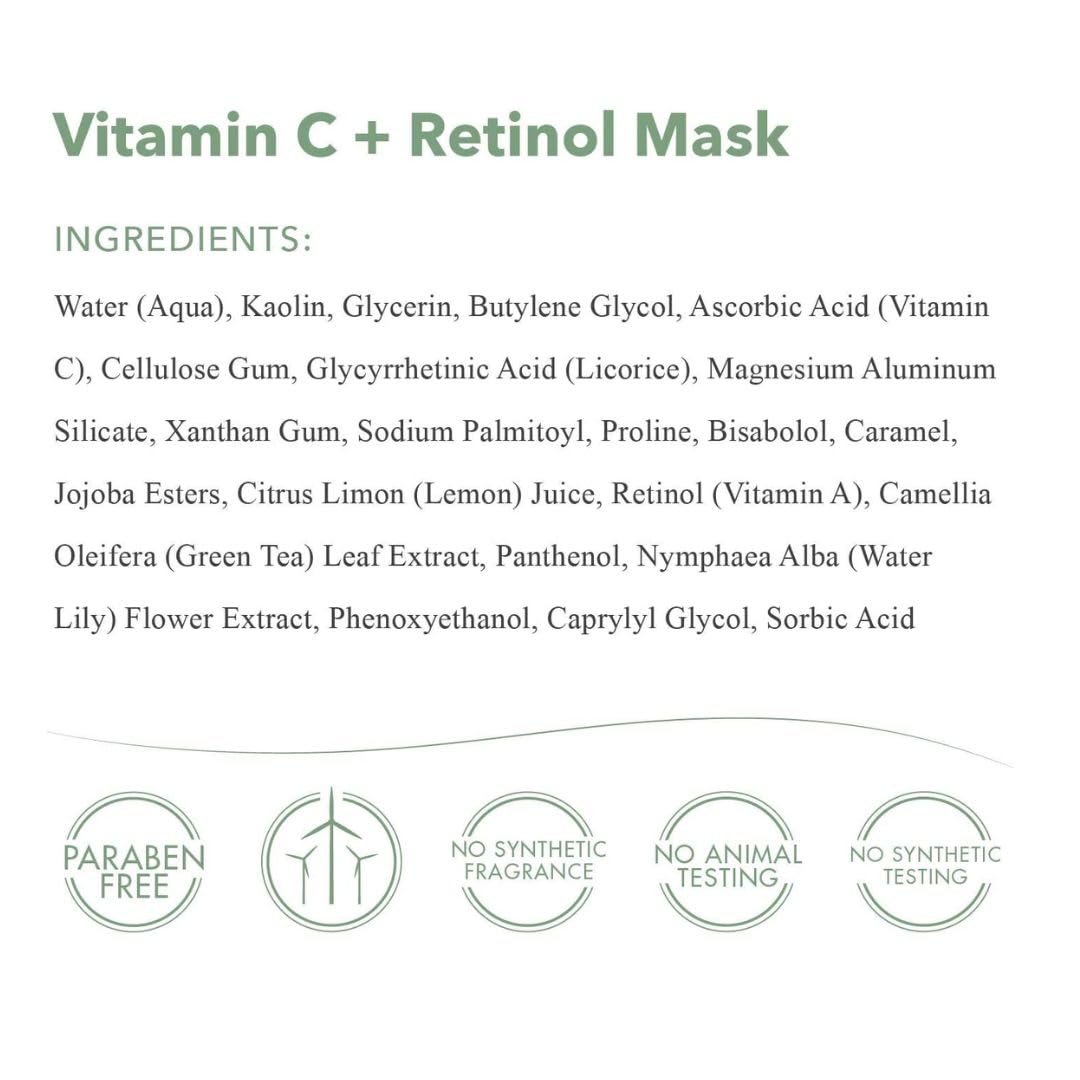 emerginC Vitamin C + Retinol Mask application close-up suggesting even tone improvement.