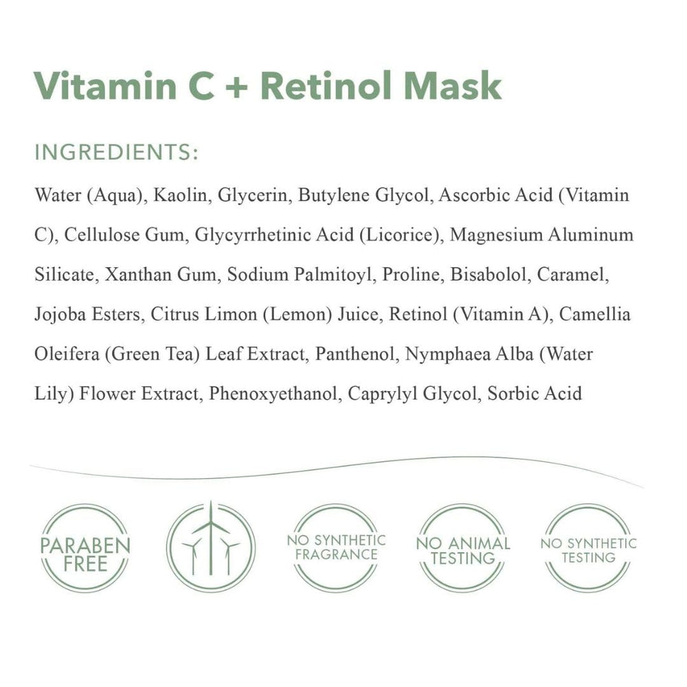 emerginC Vitamin C + Retinol Mask application close-up suggesting even tone improvement.