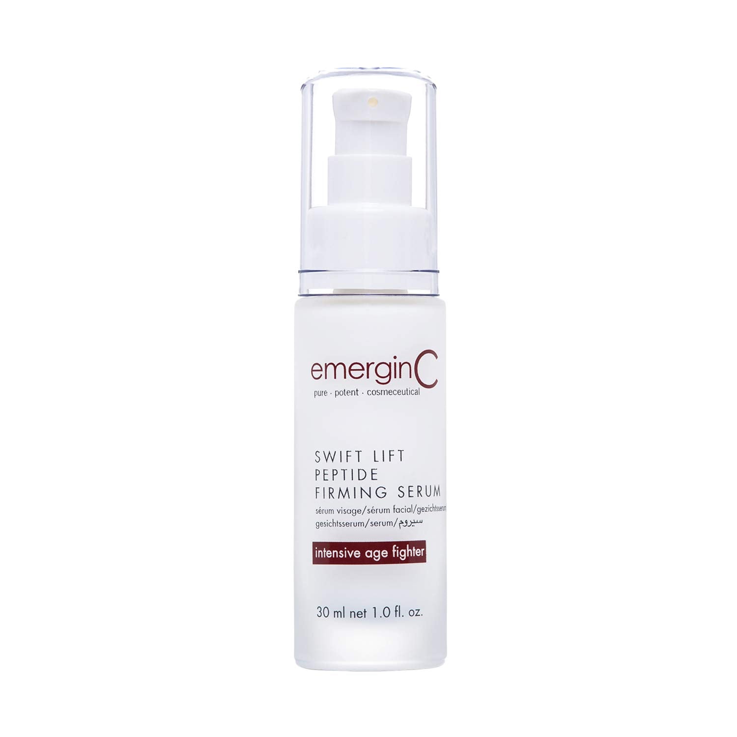 emerginC Swift Lift serum bottle showcasing hydration and firmness potential