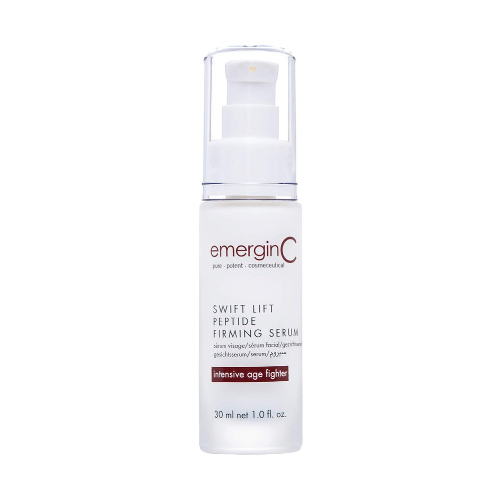 emerginC Swift Lift serum bottle showcasing hydration and firmness potential