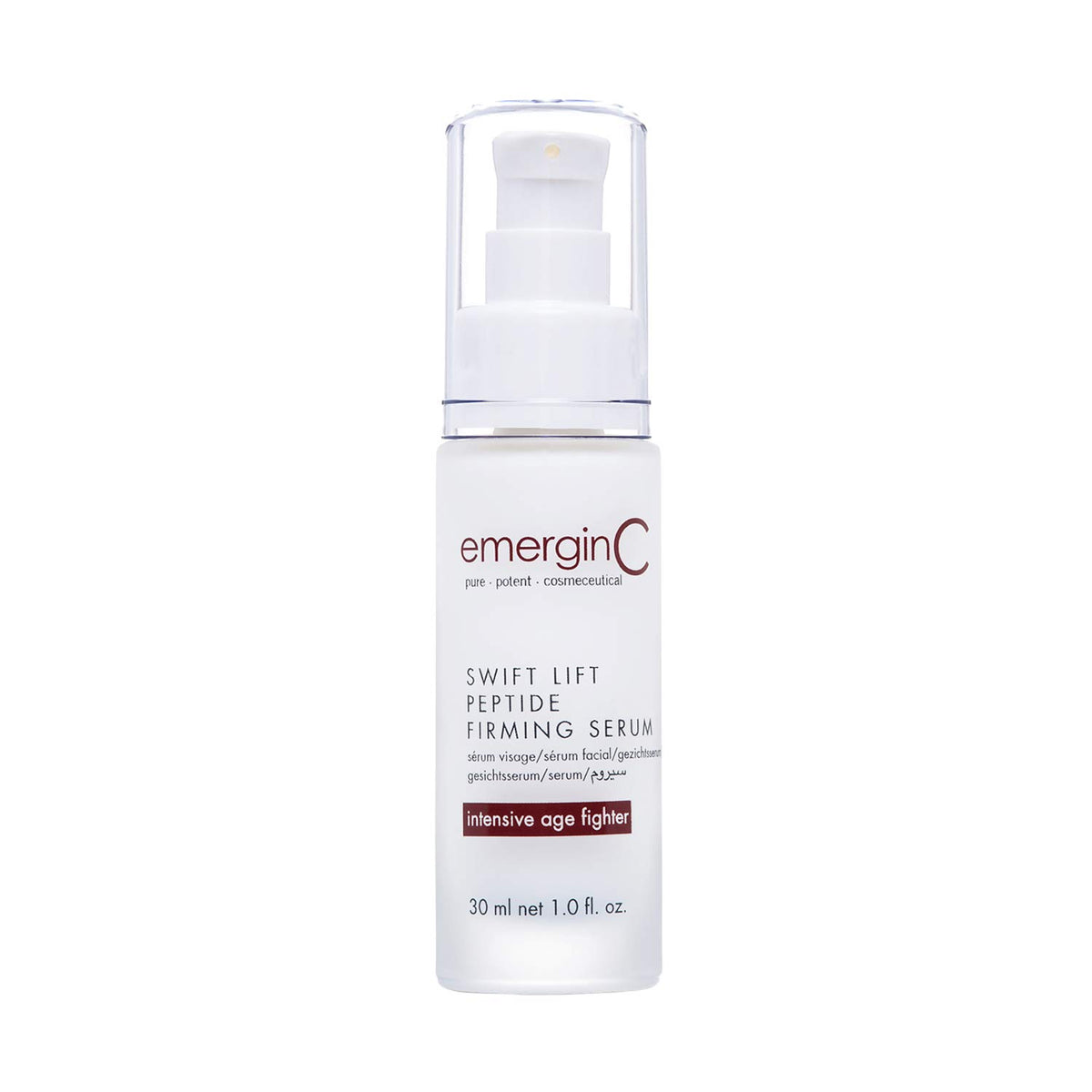 emerginC Swift Lift serum bottle showcasing hydration and firmness potential
