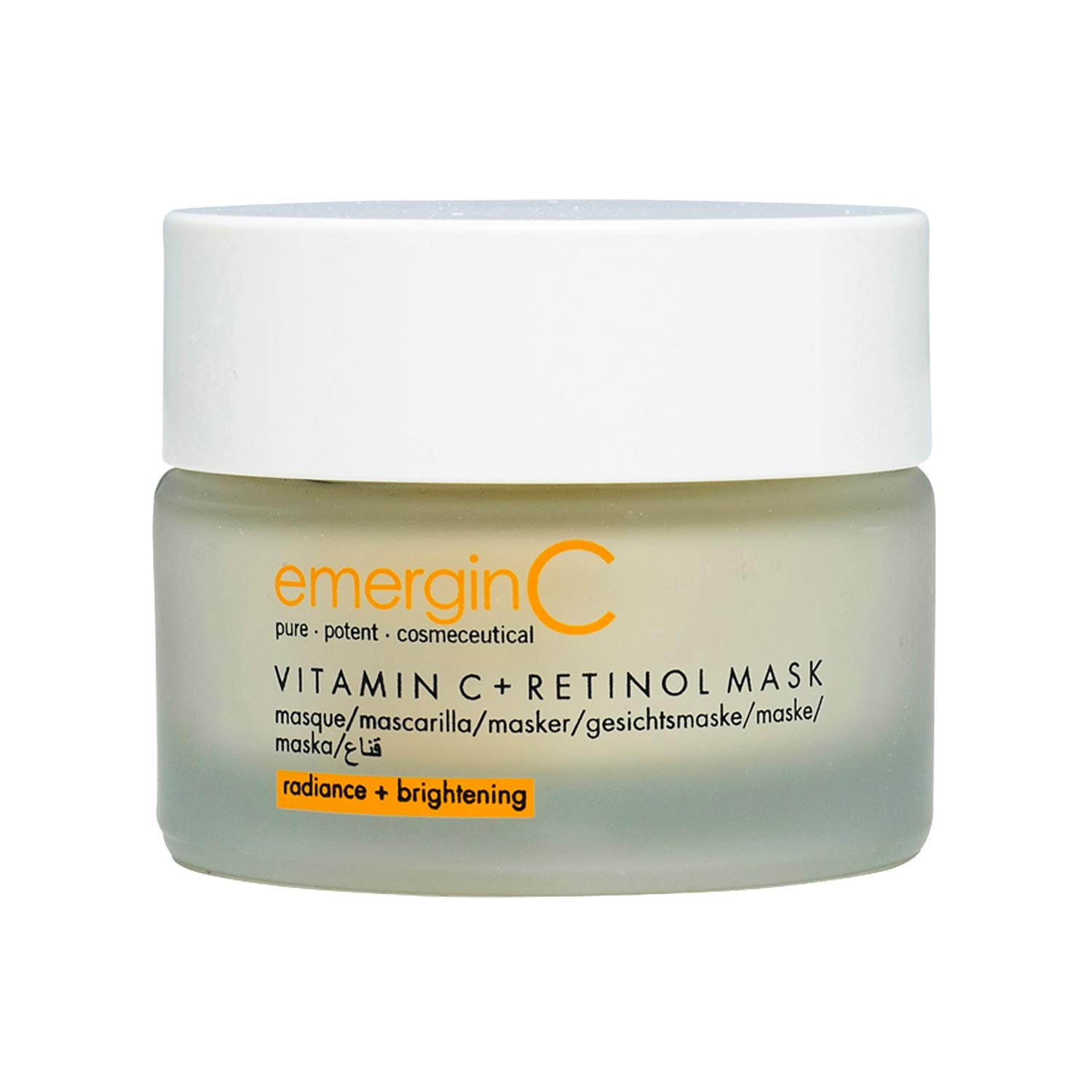 emerginC Vitamin C + Retinol Mask packaging highlighting eco-friendly materials and brand quality.